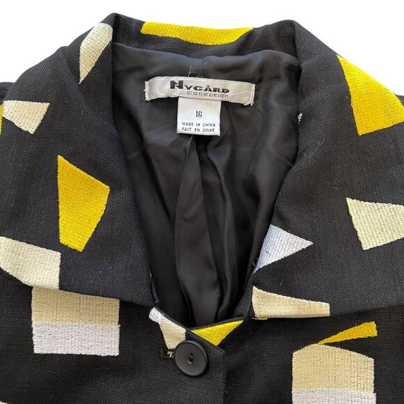 Peter Nygard Jacket Embroidered Black Yelllow Plus 16 - Picture 6 of 10